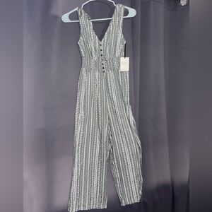 Japna Sage Green Patterned Jumpsuit
